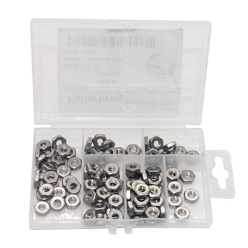 Fullerkreg 10-32 Stainless Hex Nut, 304 Stainless Steel, Bright Finish (100 pcs) - Image 5